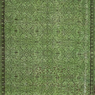 Handmade Turkish Area Rug in Green, Contemporary Floral Carpet, Art for the Floor Handmade Turkish Area Rug in Green, Contemporary Floral Carpet, Art for the Floor