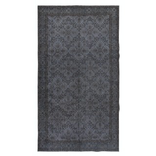 Modern Turkish Area Rug in Gray, Decorative Handmade Floral Design Carpet