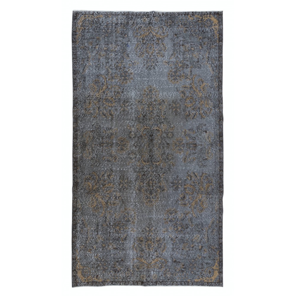 Handmade Room Size Rug, Upcycled Turkish Carpet in Gray & Beige, Floor Covering