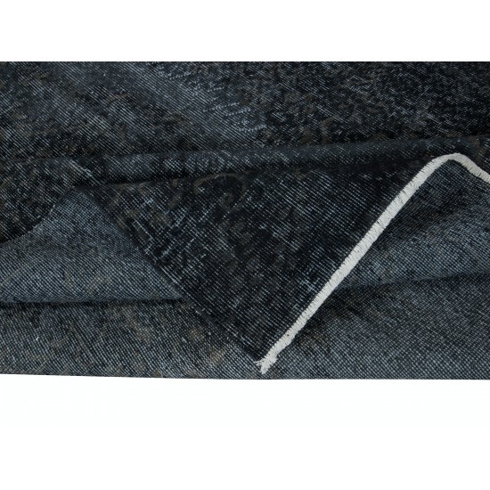 Handmade Charcoal Gray Area Rug from Turkey, Modern Anatolian Wool Carpet in Black