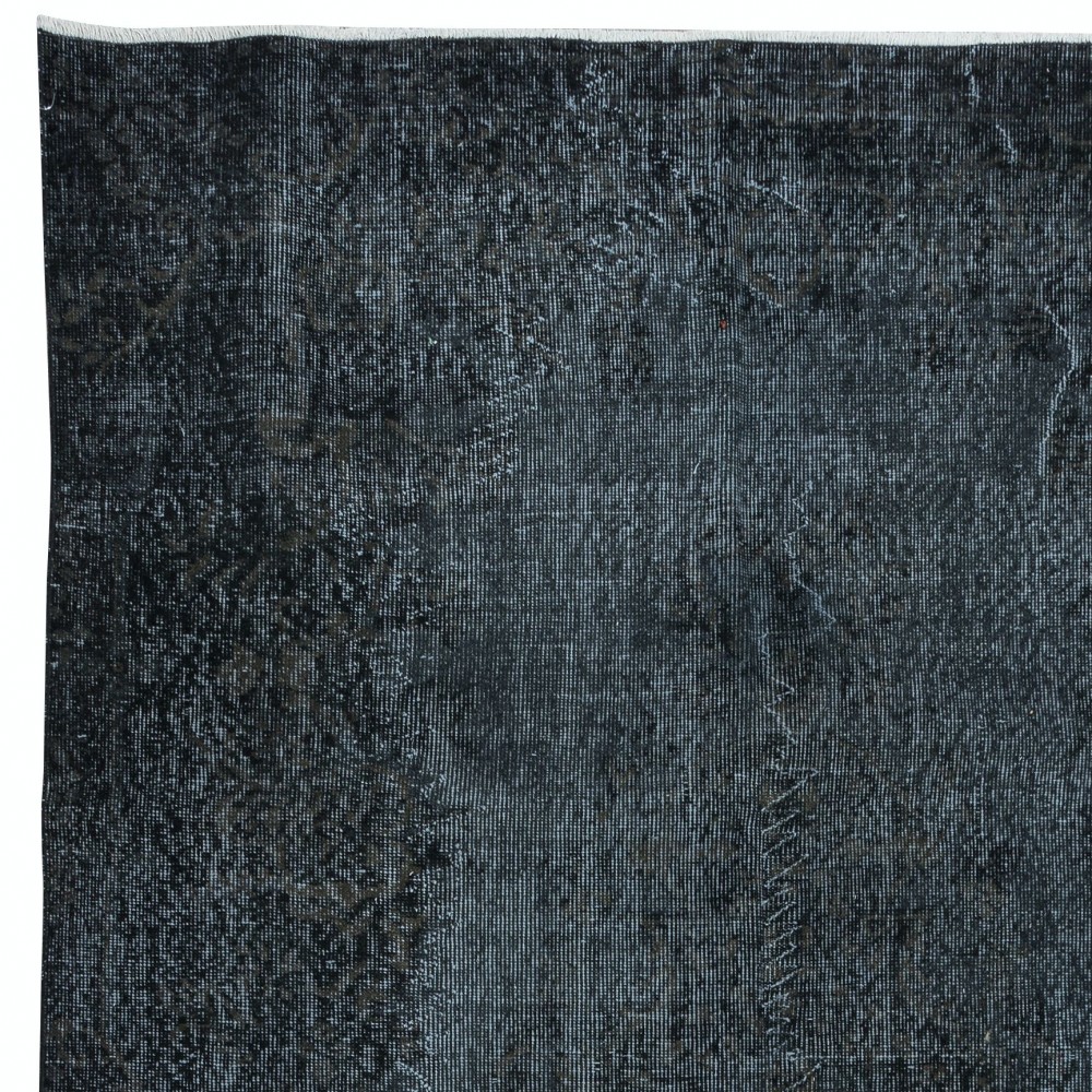 Handmade Charcoal Gray Area Rug from Turkey, Modern Anatolian Wool Carpet in Black