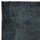 Handmade Charcoal Gray Area Rug from Turkey, Modern Anatolian Wool Carpet in Black