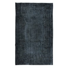 Handmade Charcoal Gray Area Rug from Turkey, Modern Anatolian Wool Carpet in Black