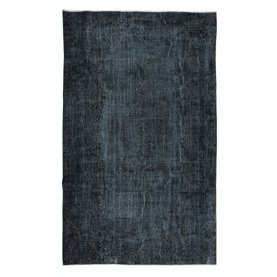 Handmade Charcoal Gray Area Rug from Turkey, Modern Anatolian Wool Carpet in Black
