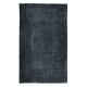 Handmade Charcoal Gray Area Rug from Turkey, Modern Anatolian Wool Carpet in Black