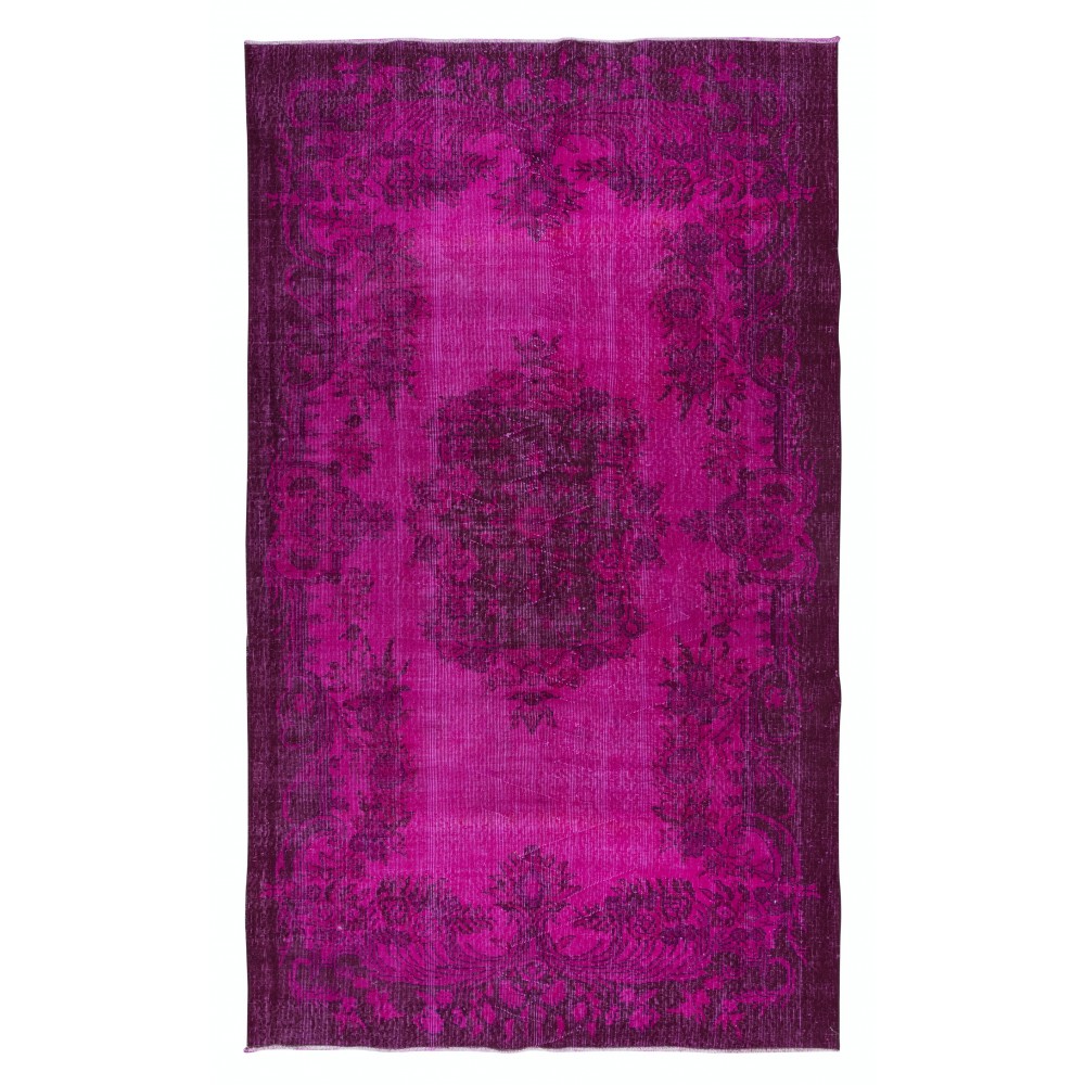 Aubusson Inspired Royal Pink Area Rug for Modern Interiors, Handmade in Turkey