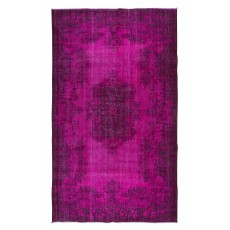 Aubusson Inspired Royal Pink Area Rug for Modern Interiors, Handmade in Turkey