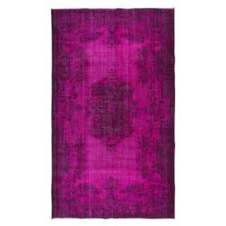 Aubusson Inspired Royal Pink Area Rug for Modern Interiors, Handmade in Turkey