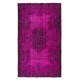 Aubusson Inspired Royal Pink Area Rug for Modern Interiors, Handmade in Turkey