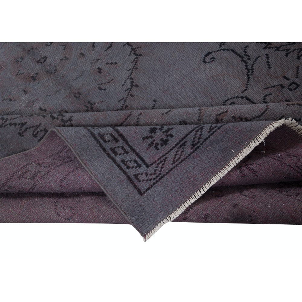 Handmade Area Rug in Dark Gray and Dark Mauve Colors, Upcycled Modern Living Room Carpet