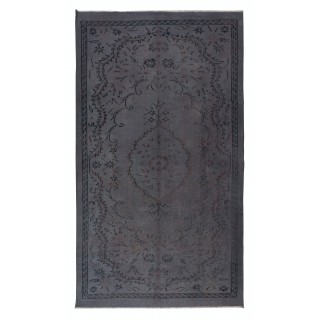 Handmade Area Rug in Dark Gray and Dark Mauve Colors, Upcycled Modern Living Room Carpet