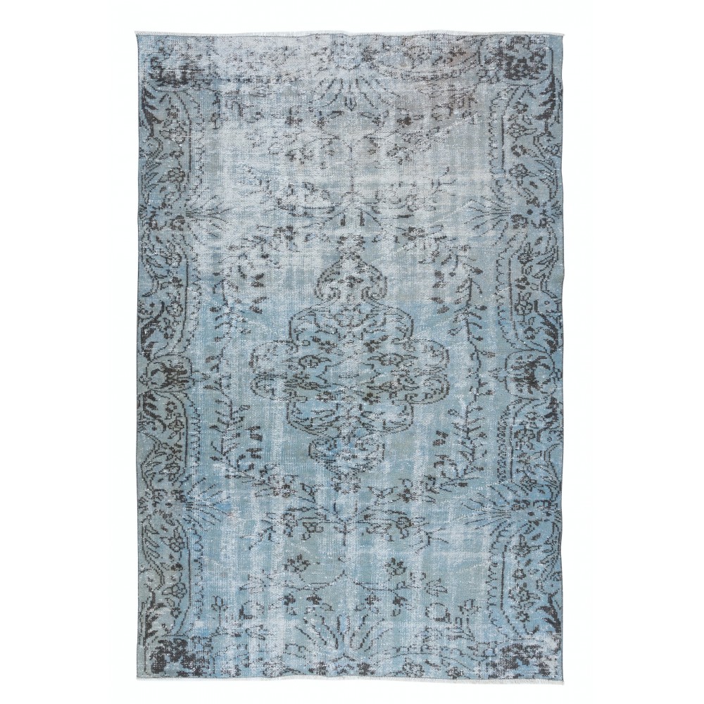 Light Blue Handmade Turkish Rug for Living Room, Modern Sky Blue Carpet for Dining Room & Kitchen