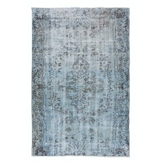 Light Blue Handmade Turkish Rug for Modern Living Room Decor. Sky Blue Carpet for Dining Room & Kitchen