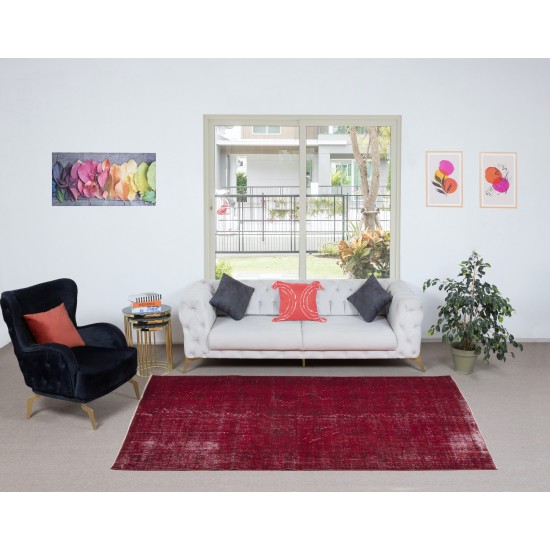 Contemporary Area Rug in Red, Handmade in Turkey
