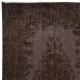 Modern Handmade Turkish Area Rug in Brown with Medallion Design