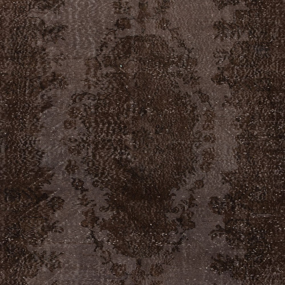 Modern Handmade Turkish Area Rug in Brown with Medallion Design