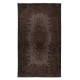 Modern Handmade Turkish Area Rug in Brown with Medallion Design