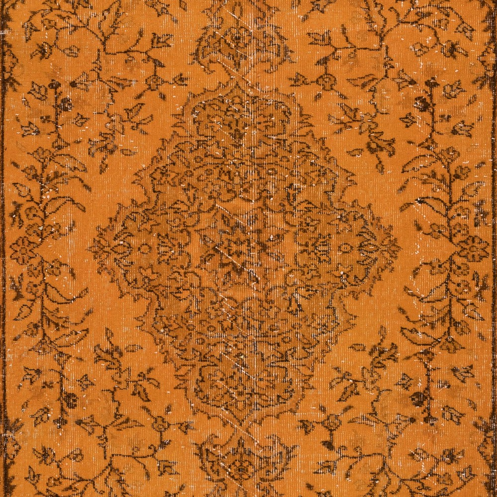 Decorative Turkish Orange Rug, Modern Handmade Wool Carpet