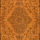 Decorative Turkish Orange Rug, Modern Handmade Wool Carpet