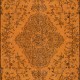 Decorative Turkish Orange Rug, Modern Handmade Wool Carpet