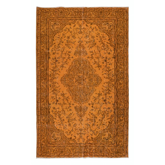 Decorative Turkish Orange Rug, Modern Handmade Wool Carpet