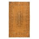 Rustic Turkish Area Rug, Orange Handmade Modern Carpet, Woolen Floor Covering