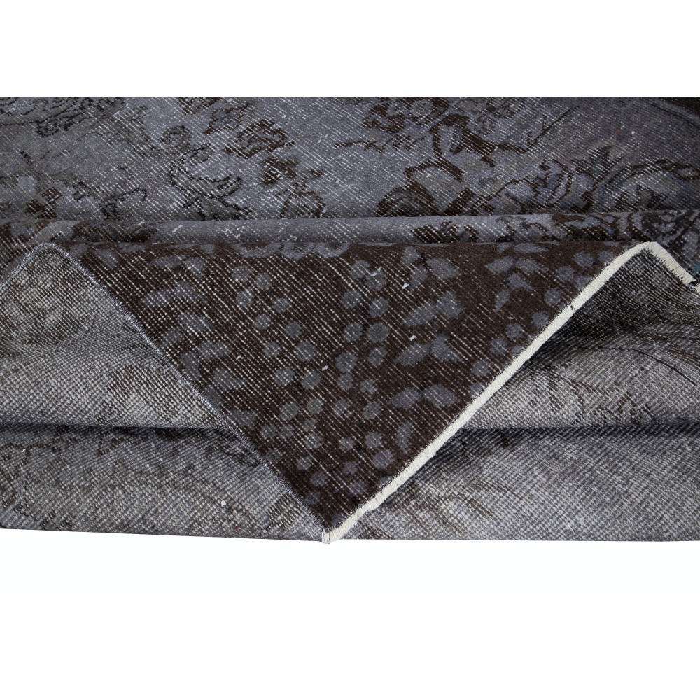 Modern Overdyed Hand Knotted Wool Gray Area Rug From Turkey
