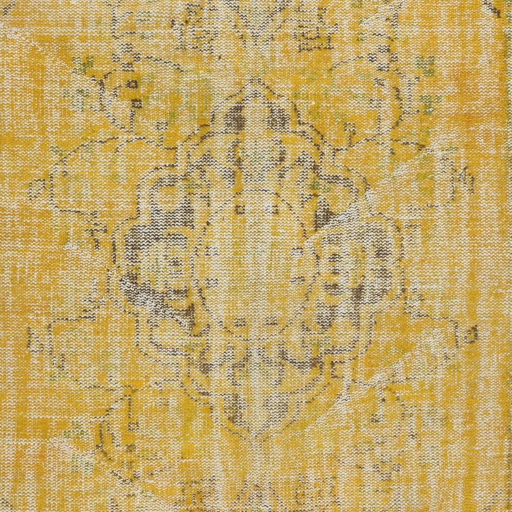 Yellow Area Rug From Turkey, Hand Knotted Contemporary Wool Carpet