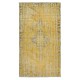 Yellow Area Rug From Turkey, Hand Knotted Contemporary Wool Carpet