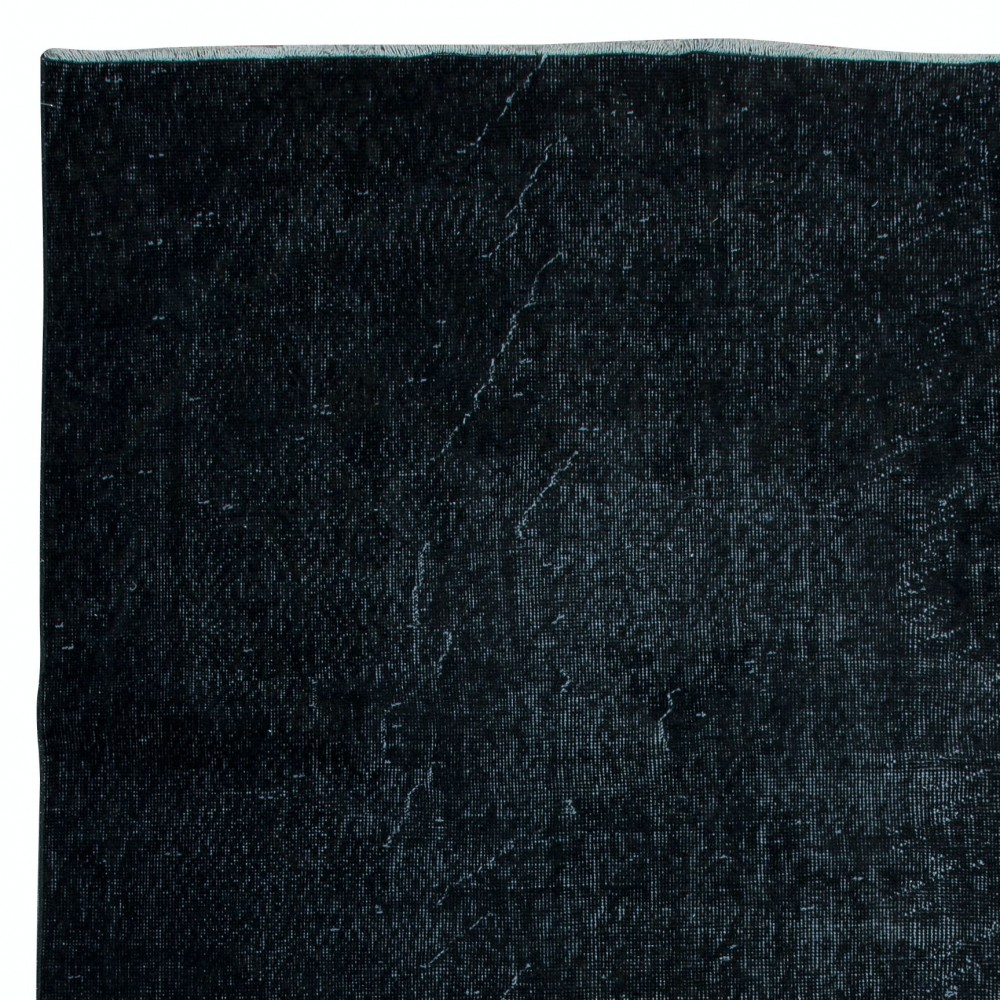 Modern Anatolian Area Rug in Black, Handmade Wool Carpet