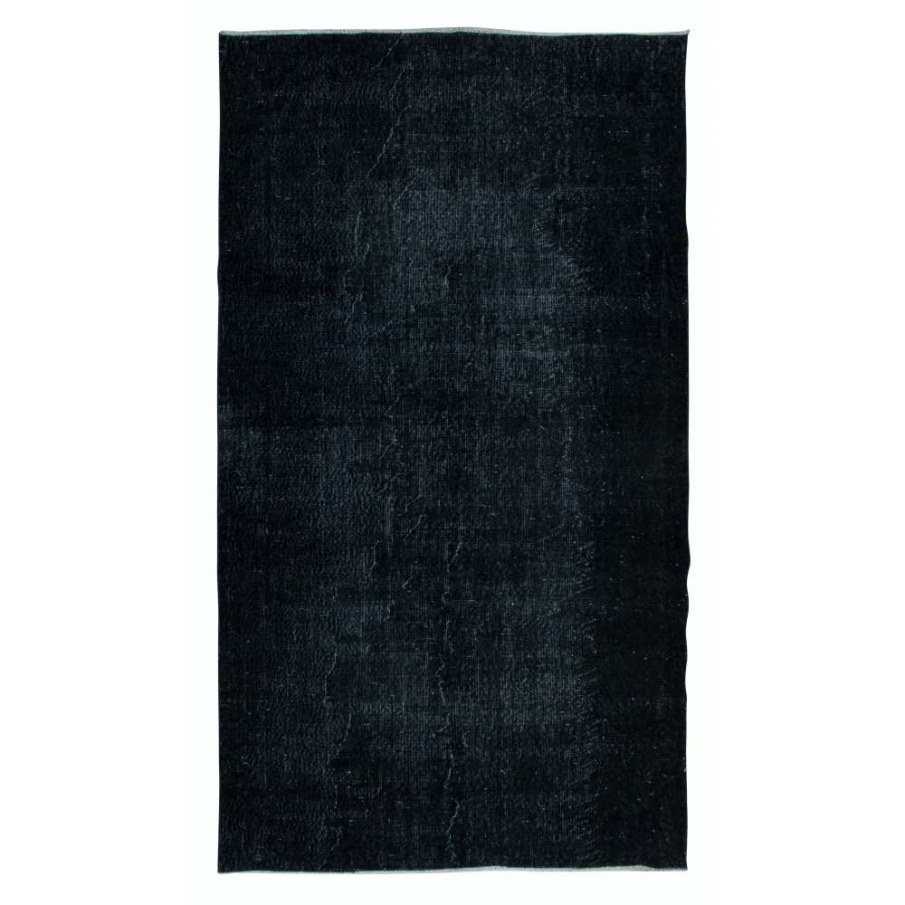 Modern Anatolian Area Rug in Black, Handmade Wool Carpet