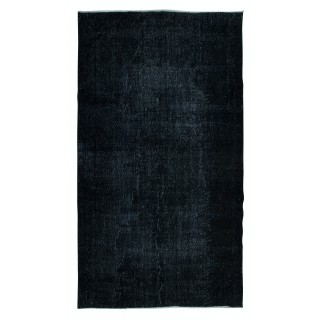 Modern Anatolian Area Rug in Black, Handmade Wool Carpet