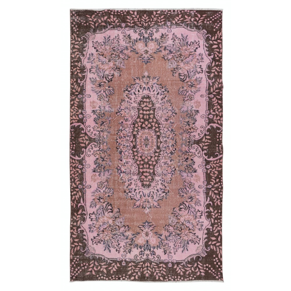 Modern Floor Rug, Pink Floor Covering, Handmade Turkish Carpet