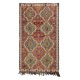 One-of-a-kind Vintage Handwoven Turkish Wool Kilim 'Flat Weave' with Geometric Patterns