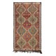 One-of-a-kind Vintage Handwoven Turkish Wool Kilim 'Flat Weave' with Geometric Patterns