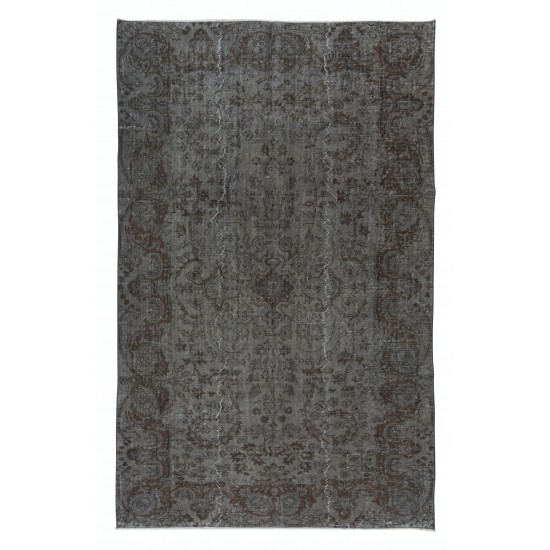 Rustic Turkish Sparta Area Rug. Gray & Brown Colors. Handmade Carpet for Modern Interiors