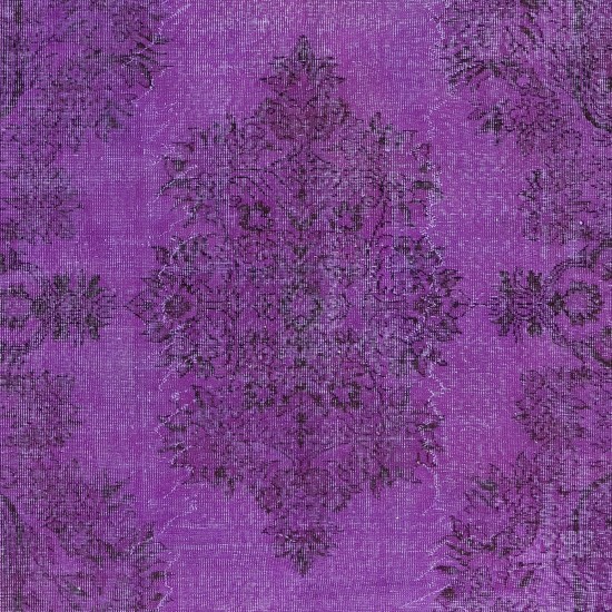 Decorative Area Rug in Purple Color for Modern Interiors, Hand-Knotted in Turkey