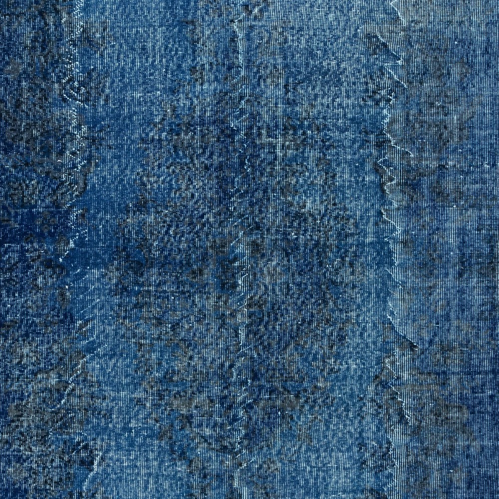 Contemporary Overdyed Hand Knotted Wool Blue Area Rug from Turkey