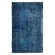 Contemporary Overdyed Hand Knotted Wool Blue Area Rug from Turkey