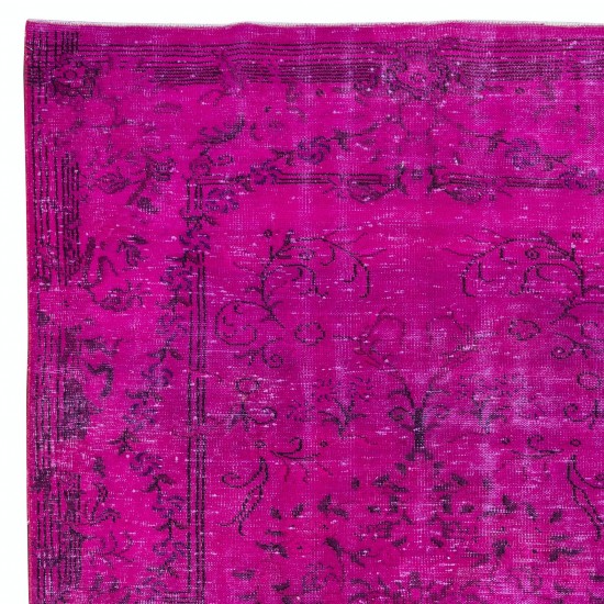 Pink Area Rug for Modern Interiors, Handknotted and Handwoven in Turkey, Wool Living Room Rug