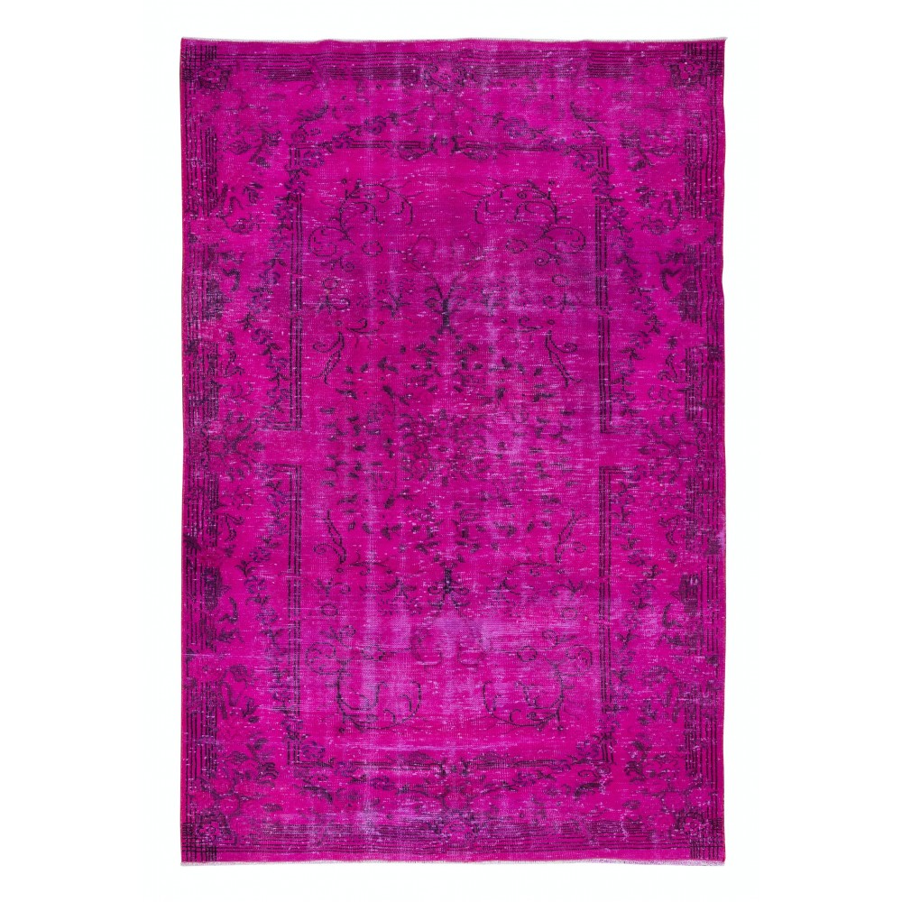 Pink Area Rug for Modern Interiors, Handknotted and Handwoven in Turkey, Wool Living Room Rug