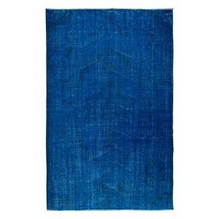 Modern Sapphire Blue area rug, Handwoven and Handknotted in Turkey