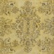 Decorative  Handmade Turkish Rug Re-Dyed in Yellow, Floral Medallion Design Carpet