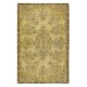 Decorative  Handmade Turkish Rug Re-Dyed in Yellow, Floral Medallion Design Carpet