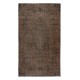 Vintage Area Rug Over-Dyed in Brown for Modern Interiors, Hand-Knotted in Turkey