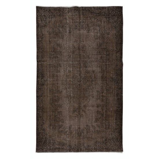 Authentic Brown Area Rug for Modern Interiors, Hand-Knotted in Turkey