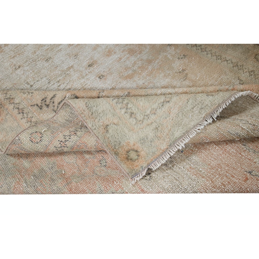 Decorative Turkish Oushak Hand Knotted Rug, Vintage Shabby Chic Carpet