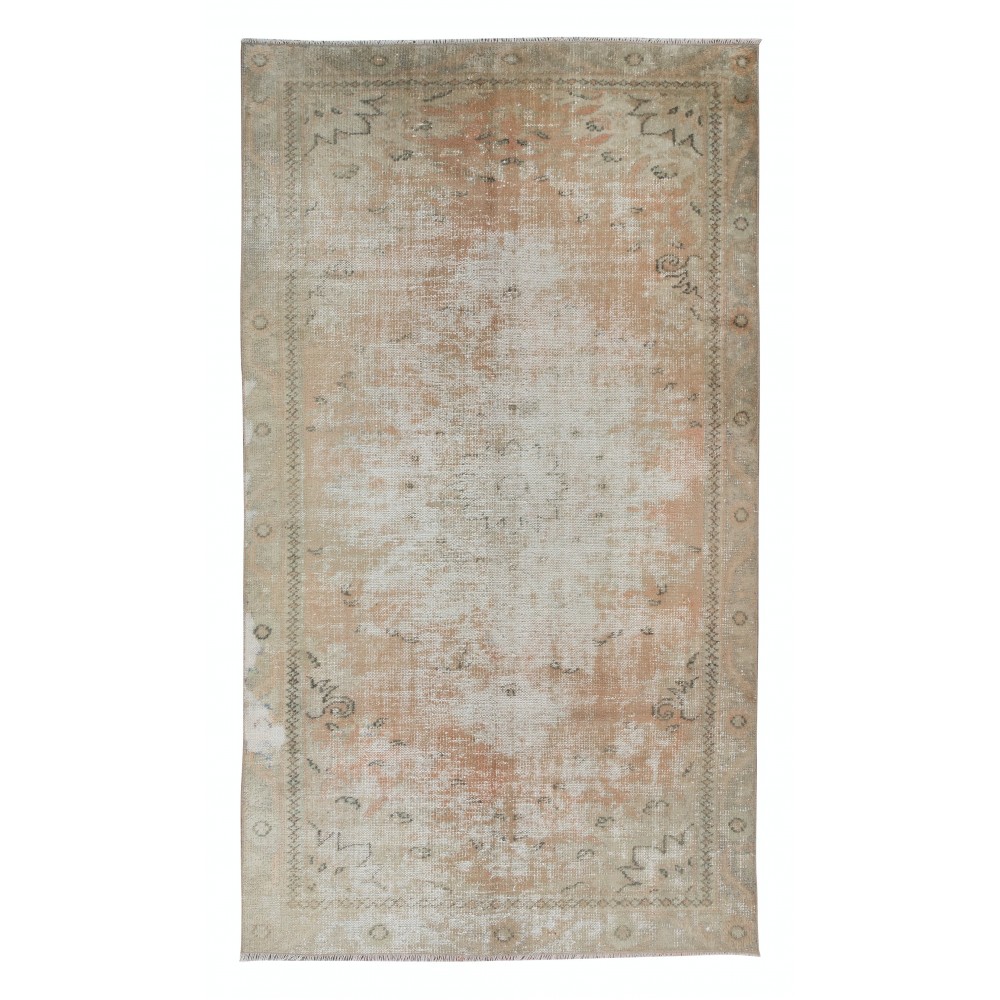 Decorative Turkish Oushak Hand Knotted Rug, Vintage Shabby Chic Carpet