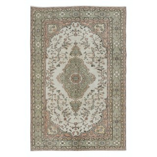Vintage Handmade Anatolian Oushak Wool Area Rug for Farmhouse Decor