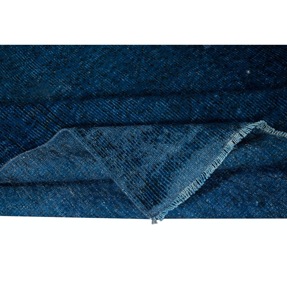 Contemporary Living Room Carpet in Dark Blue, Hand Knotted Turkish Area Rug
